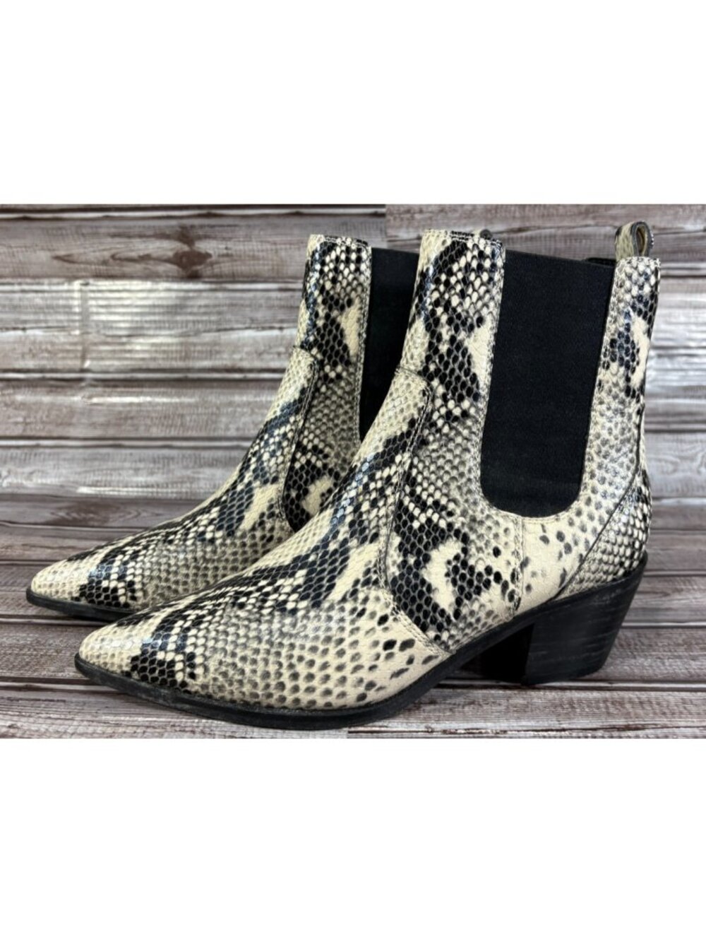 PAIGE Willa snakeskin embossed cow leather Chelsea Bootie size 9 New Try-on $350